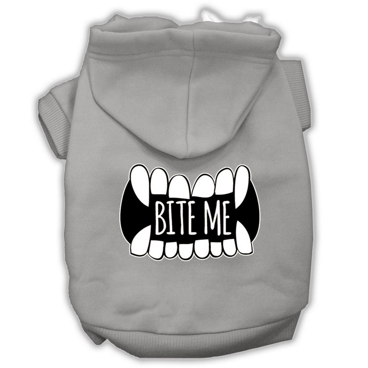 Bite Me Screenprint Dog Hoodie Grey XS